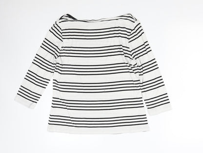Back view of Autograph women’s white striped basic blouse, size M