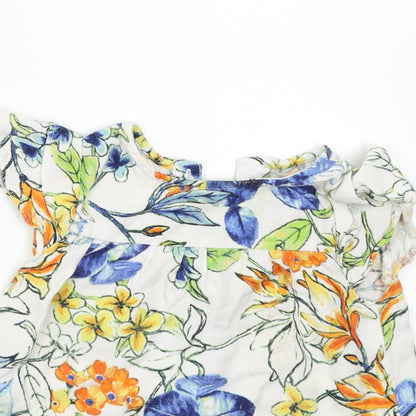 Close-up detail of Nutmeg girls’ multicoloured floral basic blouse, size 18-24, months