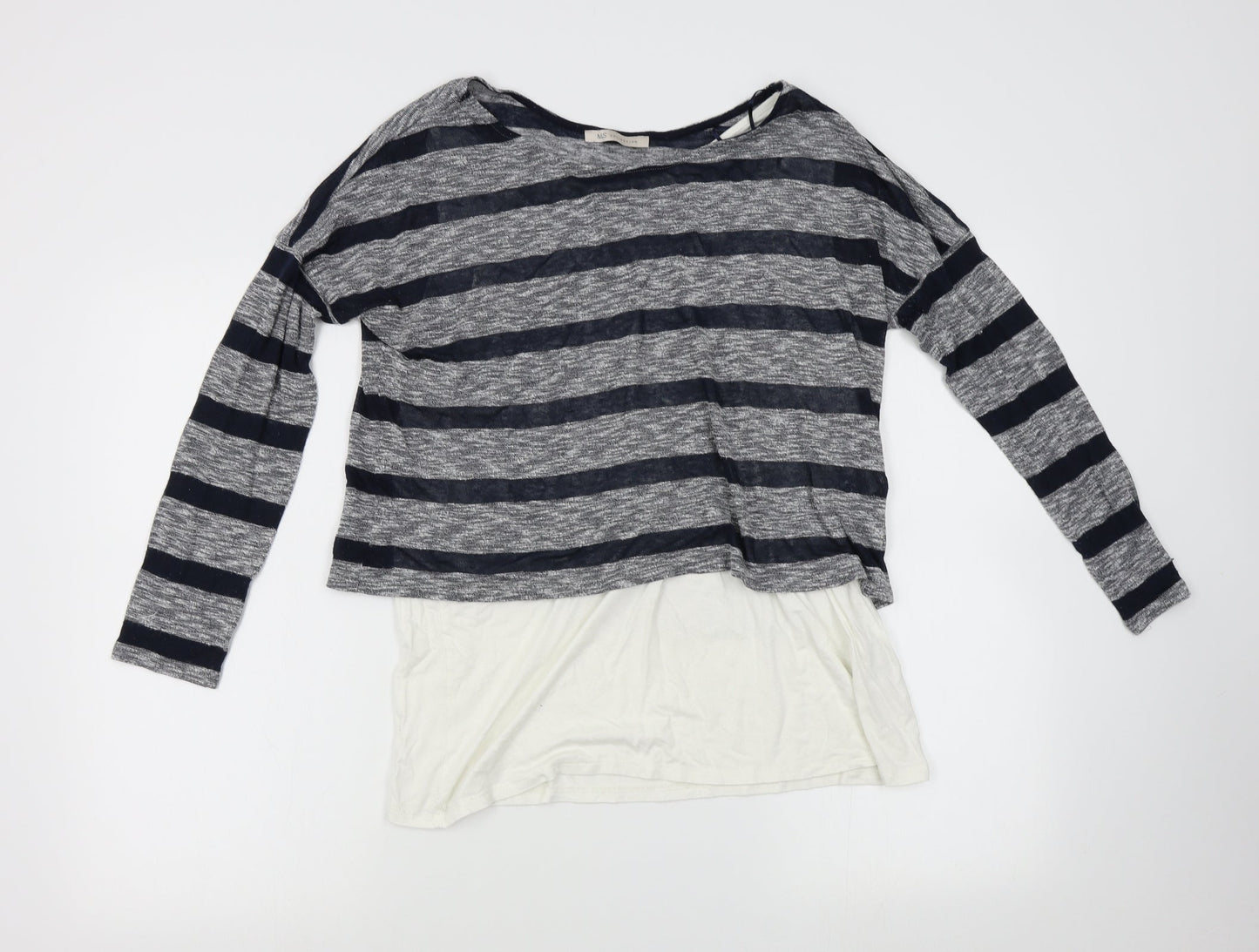 M&M's Womens Grey Striped Knit Pullover Jumper Size 14