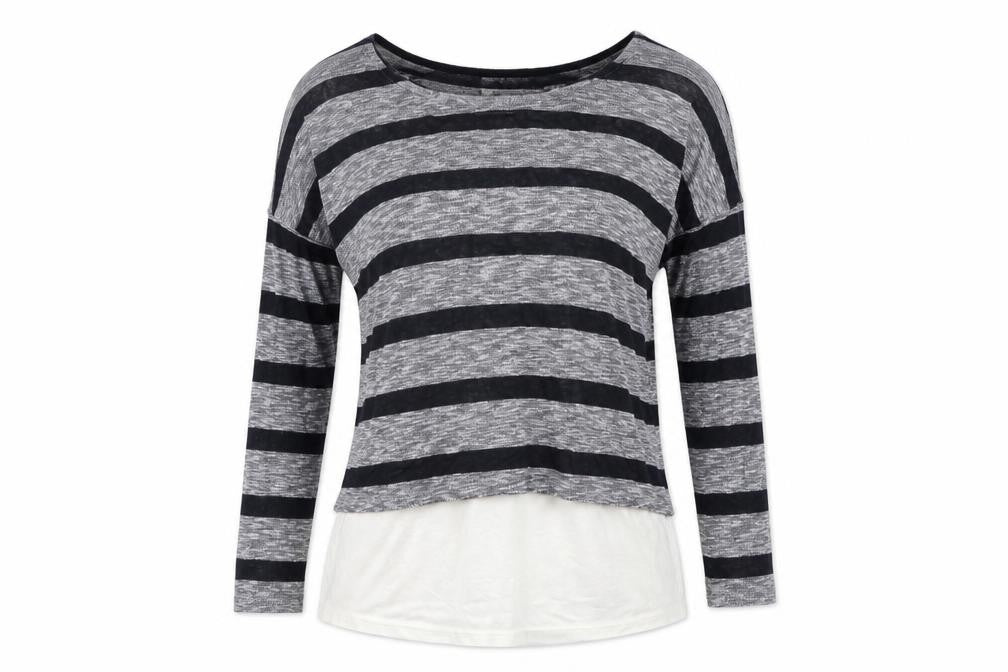 M&M's Womens Grey Striped Knit Pullover Jumper Size 14