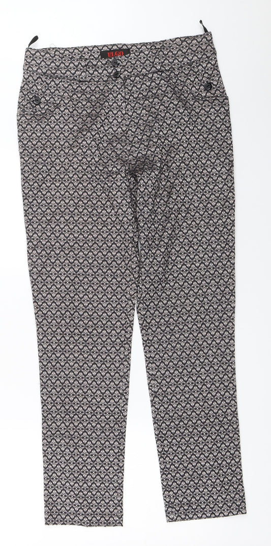 ELGO Womens Black   Capri Trousers Size 42 L28 in