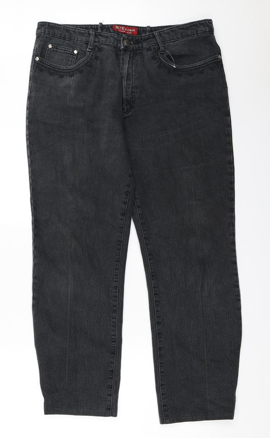 Blue Fashion Womens Black   Straight Jeans Size 36 in L28.5 in