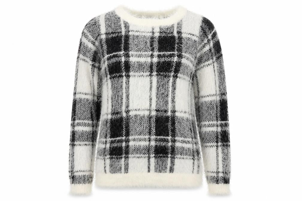 Red Herring Womens Black Check  Pullover Jumper Size 8