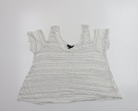 New Look  Womens White Striped  Basic T-Shirt Size 12