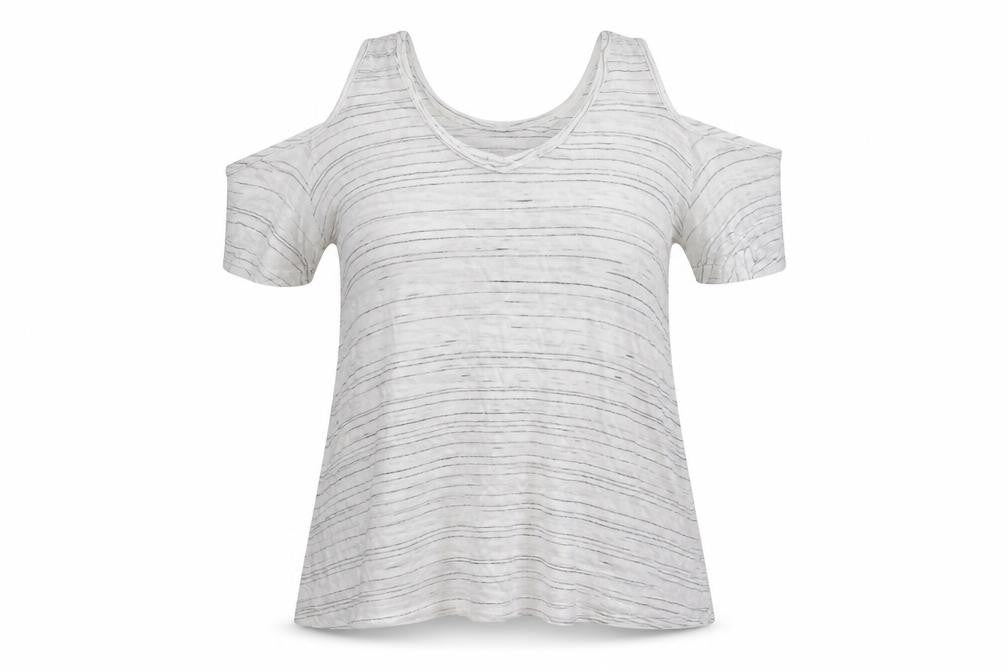 New Look  Womens White Striped  Basic T-Shirt Size 12