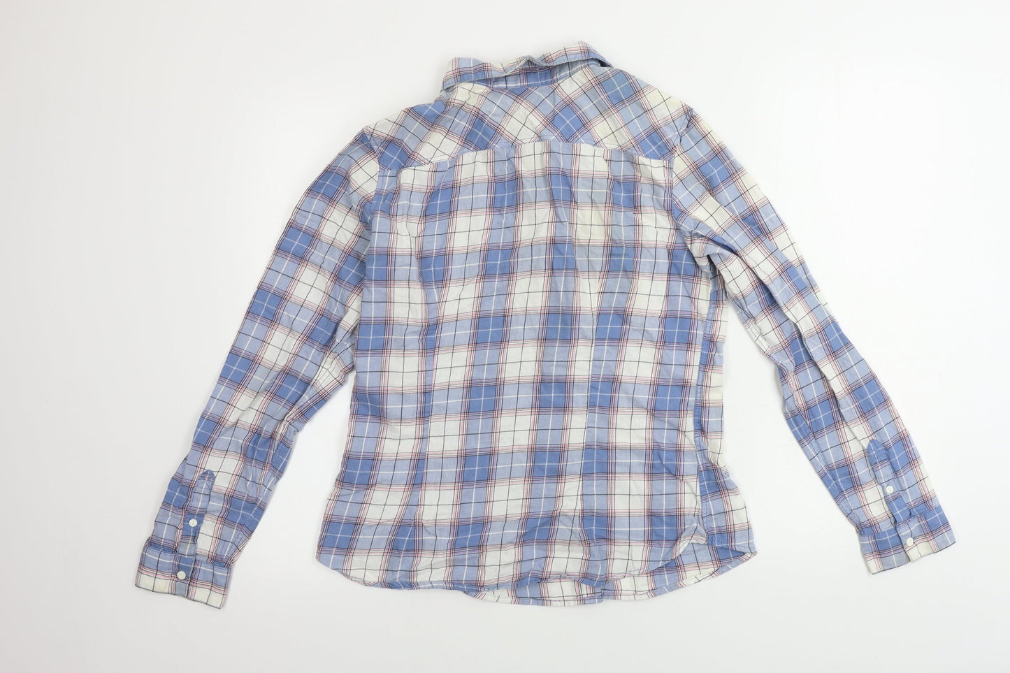 H&M  Womens Blue Check  Basic Button-Up Size 16