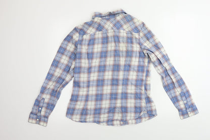 Preloved H&M  Womens Blue Check  Basic Button-Up Size 16 - Back