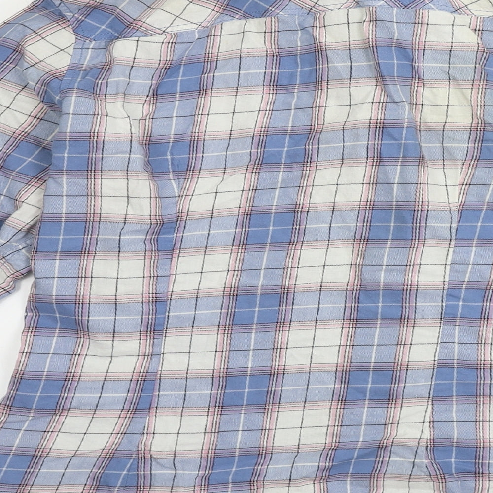 H&M  Womens Blue Check  Basic Button-Up Size 16