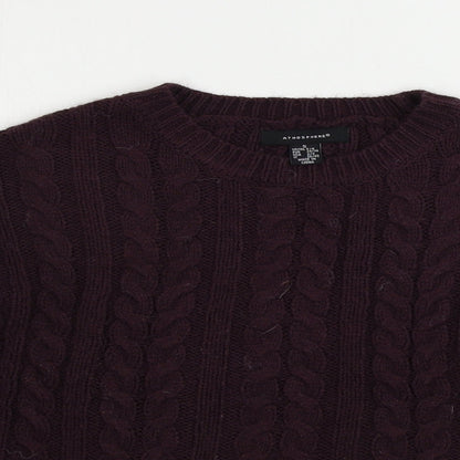 Close-up detail of Atmosphere women’s purple jumper, size S