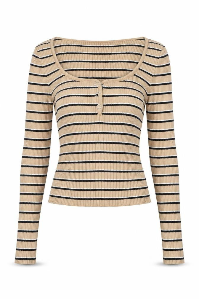 DIVDED Womens Beige Striped  Pullover Jumper Size XS