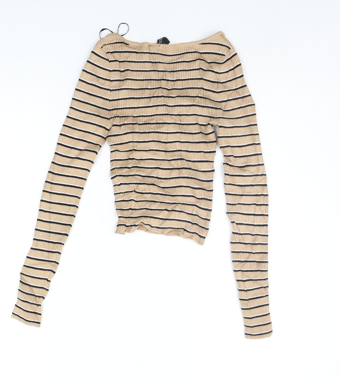 DIVDED Womens Beige Striped  Pullover Jumper Size XS