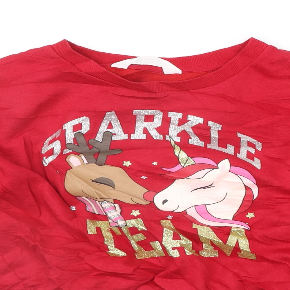 H&M Girls Red   Pullover Jumper Size 11-12 Years  - sparkle