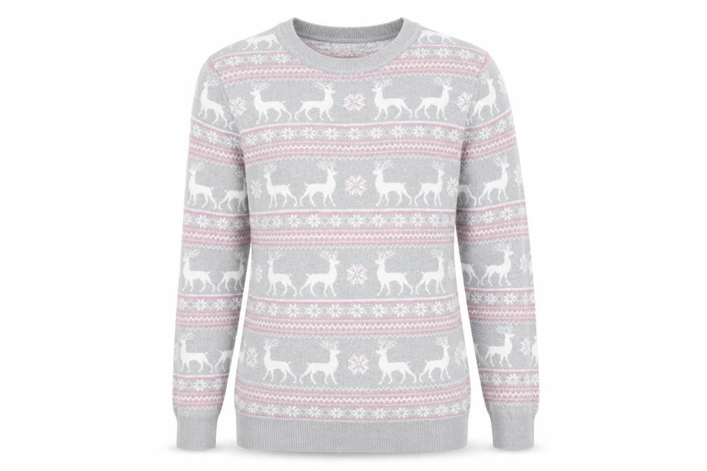 Primark Womens Grey Geometric  Pullover Jumper Size M  - christams