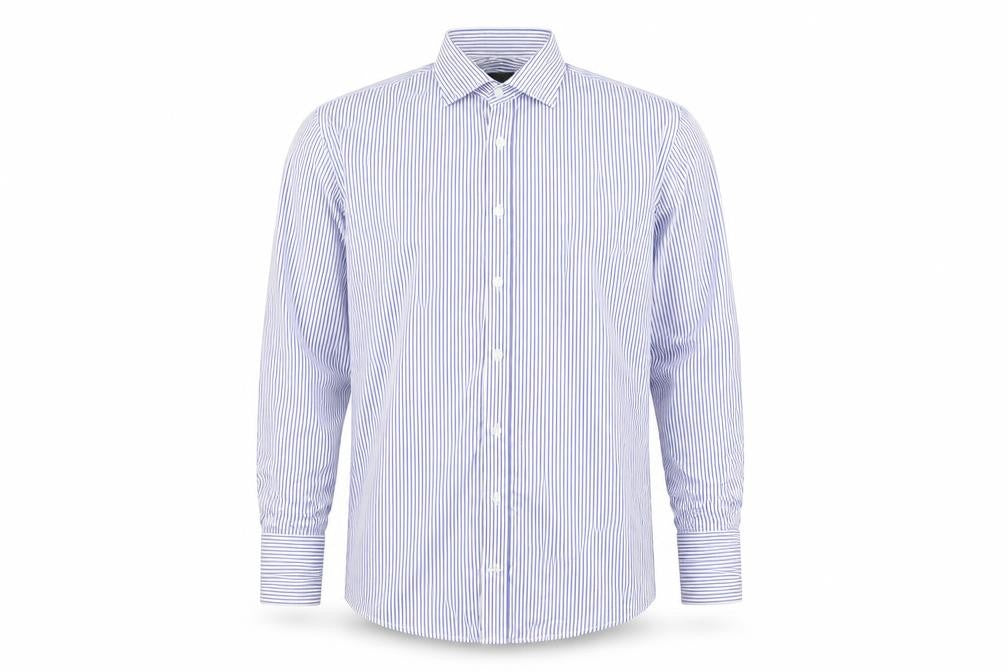 Bäumler Baumer Mens Blue Striped   Button-Up Size 17