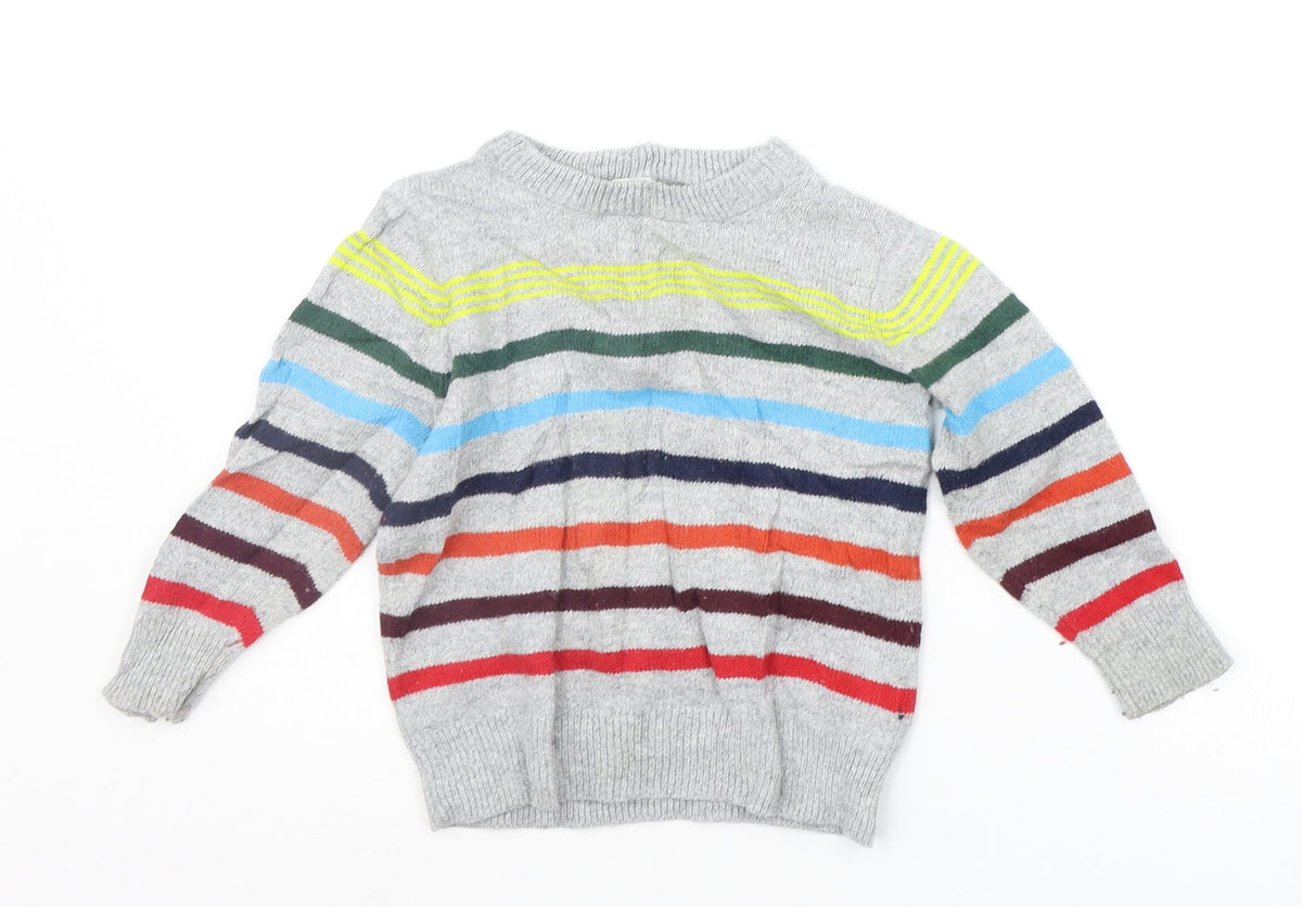 Gap Girls Grey Striped  Pullover Jumper Size 2 Years
