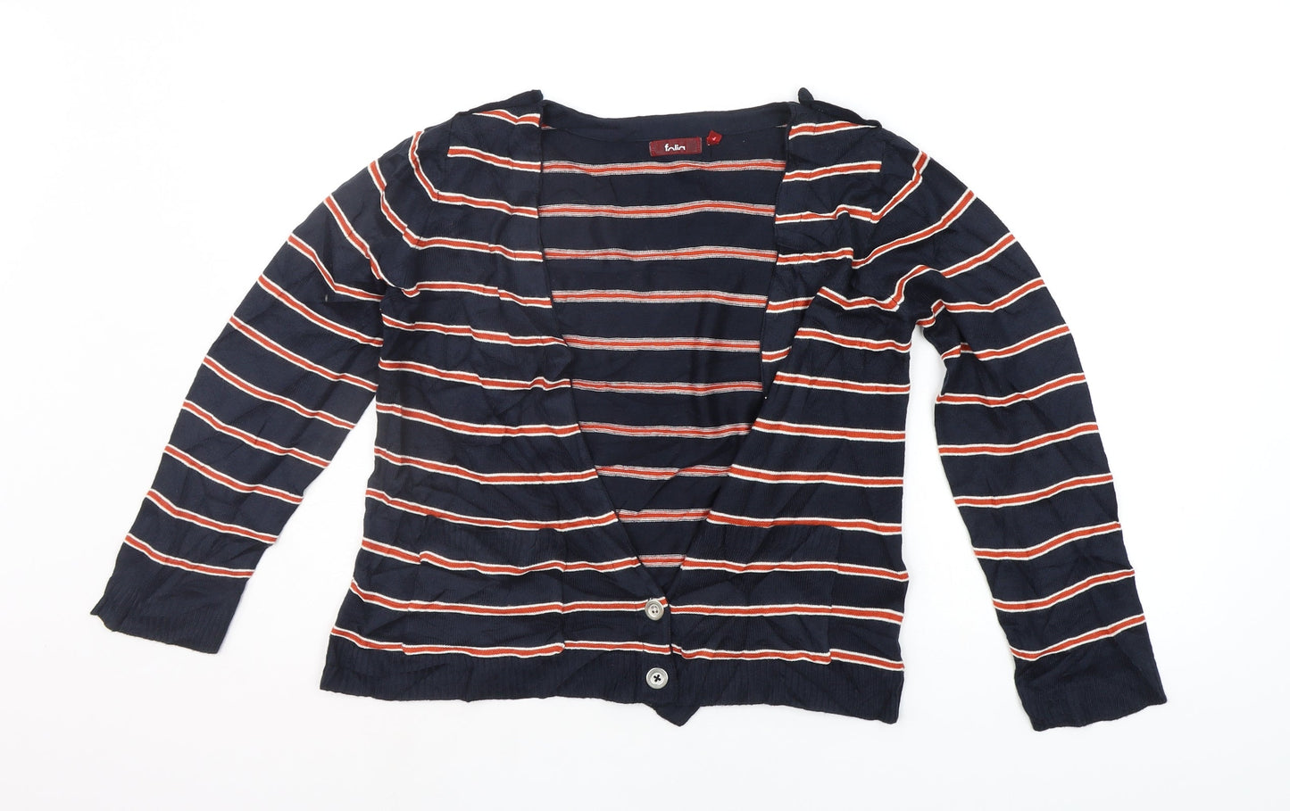 folica Womens Blue Striped  Cardigan Jumper Size S