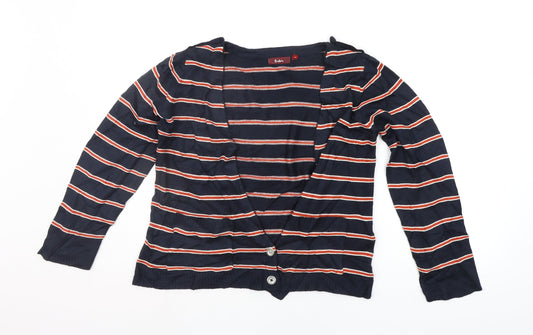 folica Womens Blue Striped  Cardigan Jumper Size S