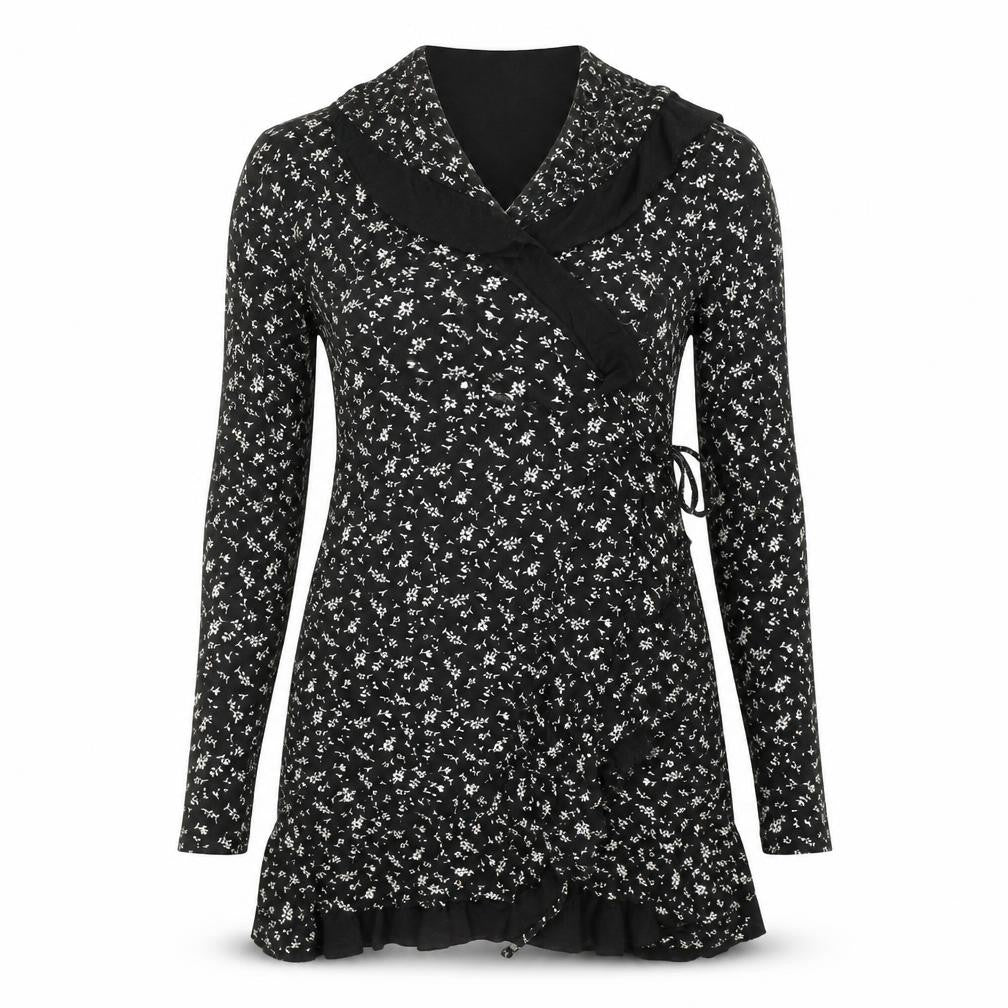 Boohoo Womens Black Floral  Basic T-Shirt Size 8
