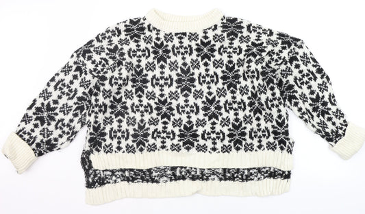 H&M Womens Black Geometric  Pullover Jumper Size M
