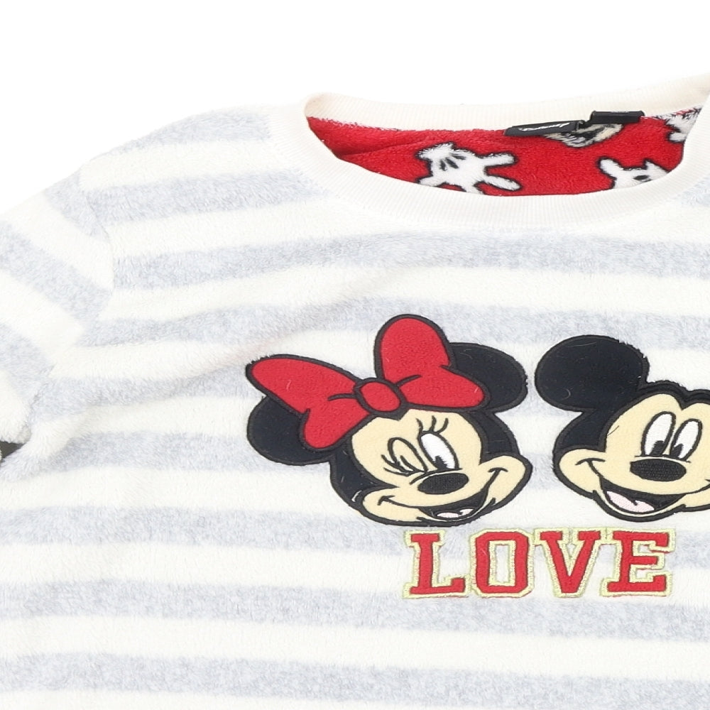 LOVE TO LOUNGE Womens Grey Striped  Top Pyjama Set Size S  - MICKEY MOUSE