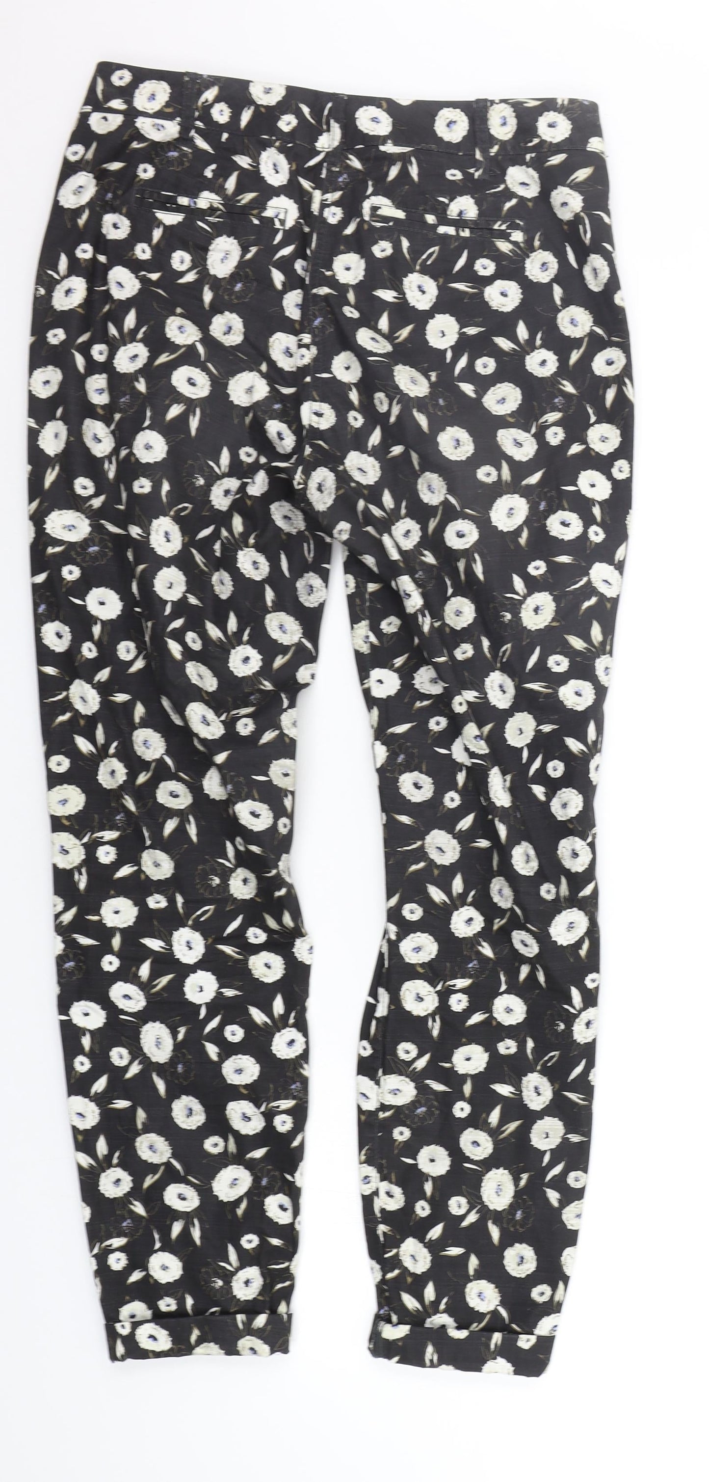 NEXT Womens Black Floral  Trousers  Size 8 L27 in