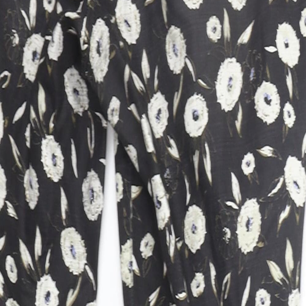 NEXT Womens Black Floral  Trousers  Size 8 L27 in