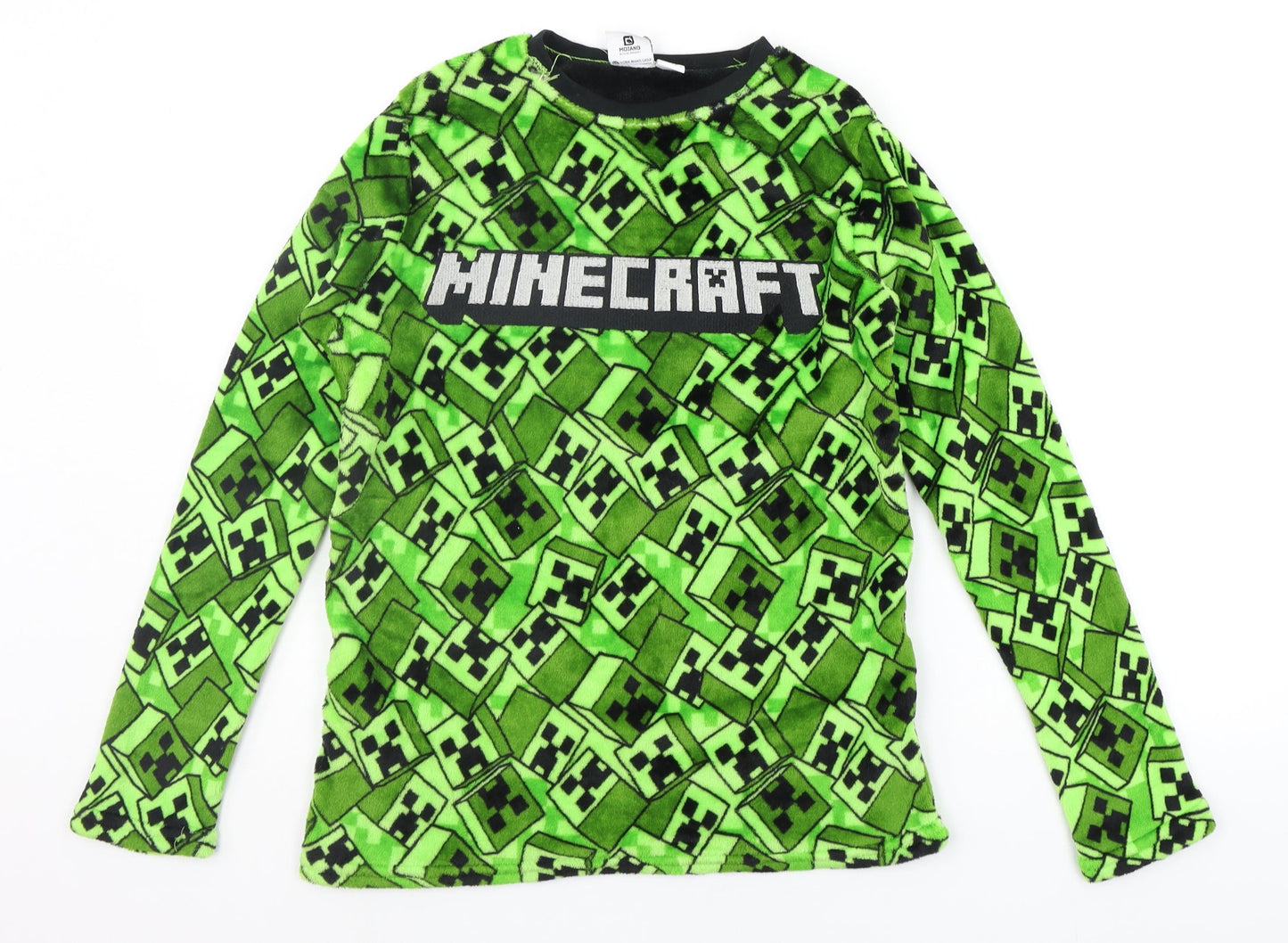 Primark Girls Green Solid  Top Pyjama Top Size 13-14 Years  - MINECRAFT