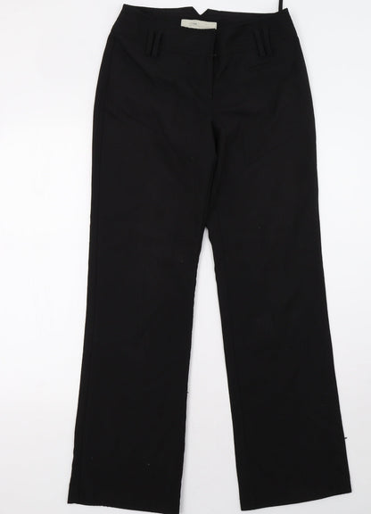 Additional front view of evie women’s black trousers, size UK 8, 32-inch leg
