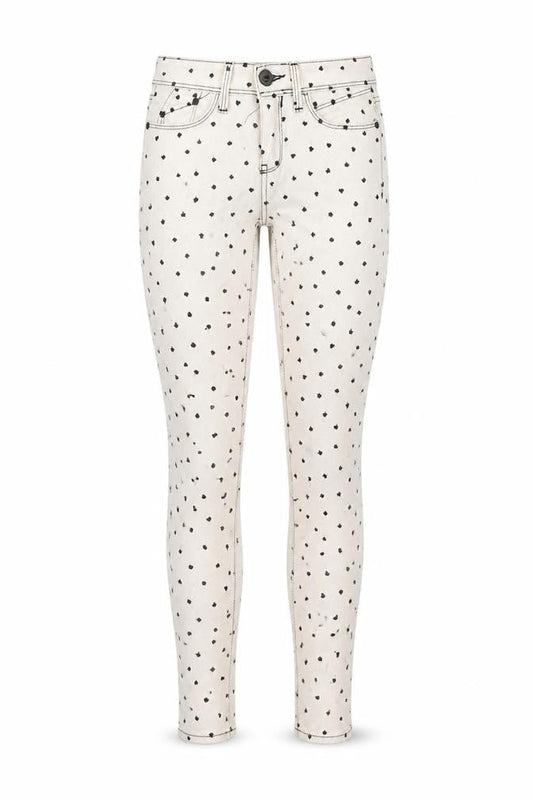 River Island Womens White Polka Dot Denim Skinny Jeans Size 6 L30 in