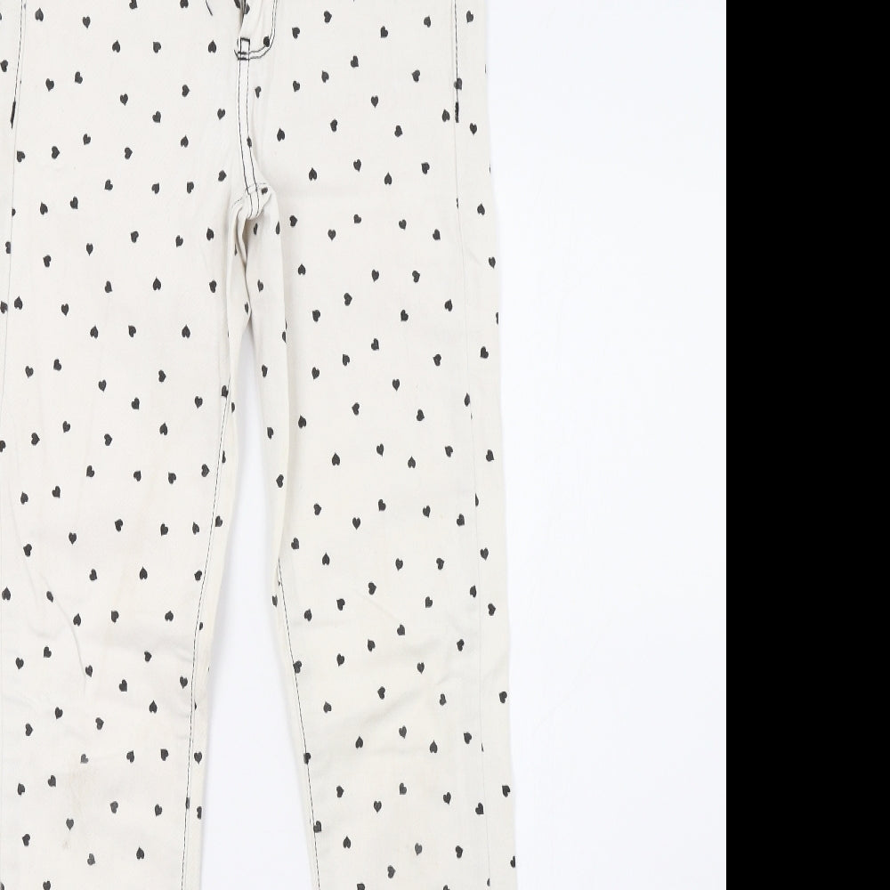 River Island Womens White Polka Dot Denim Skinny Jeans Size 6 L30 in