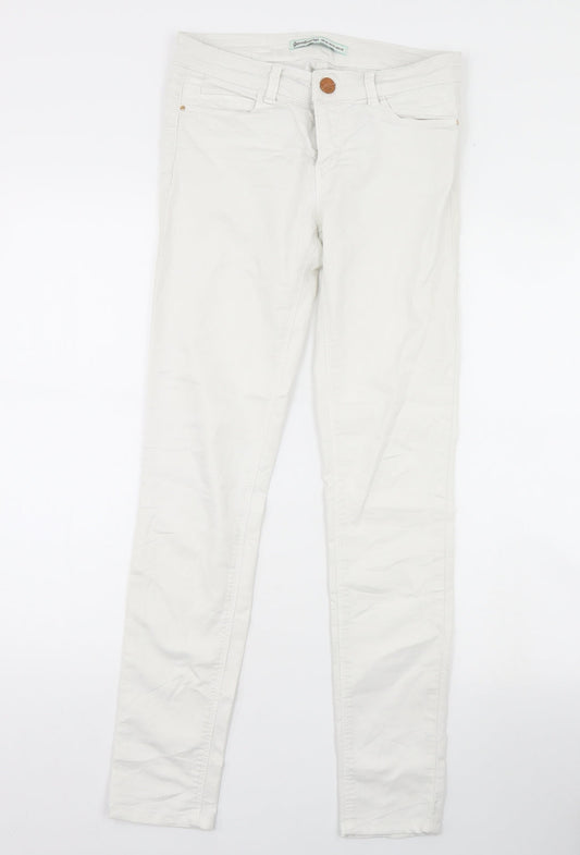 Stradivarius Womens White  Denim Skinny Jeans Size 10 L29 in