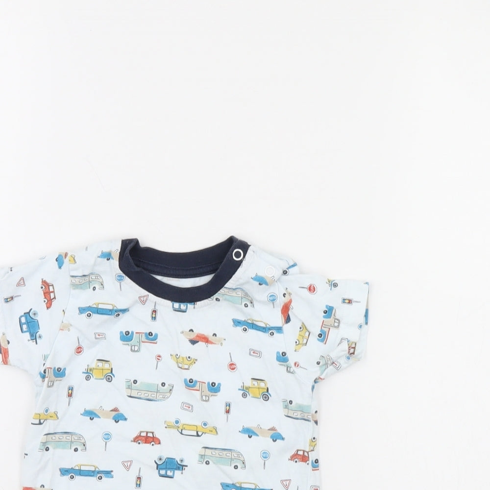 Nutmeg Baby Blue Spotted  Basic T-Shirt Size 9-12 Months  - Cars