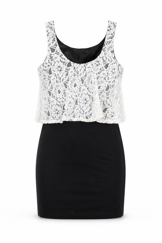 Front view of Miss Selfridge women’s black mini, size UK 6