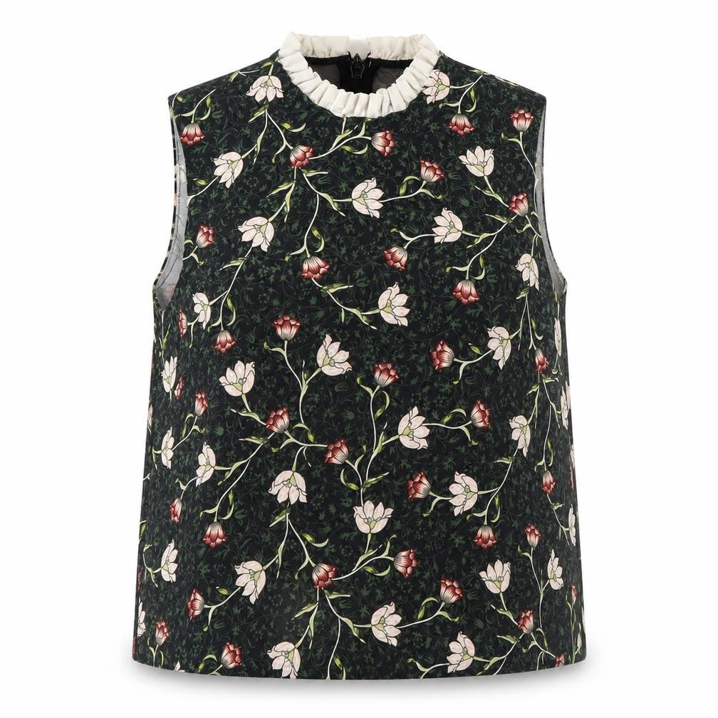 Topshop Womens Black Floral  Basic Tank Size 6