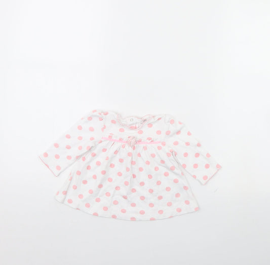 Little Me Girls White Polka Dot  Basic Blouse Size 9-12 Months