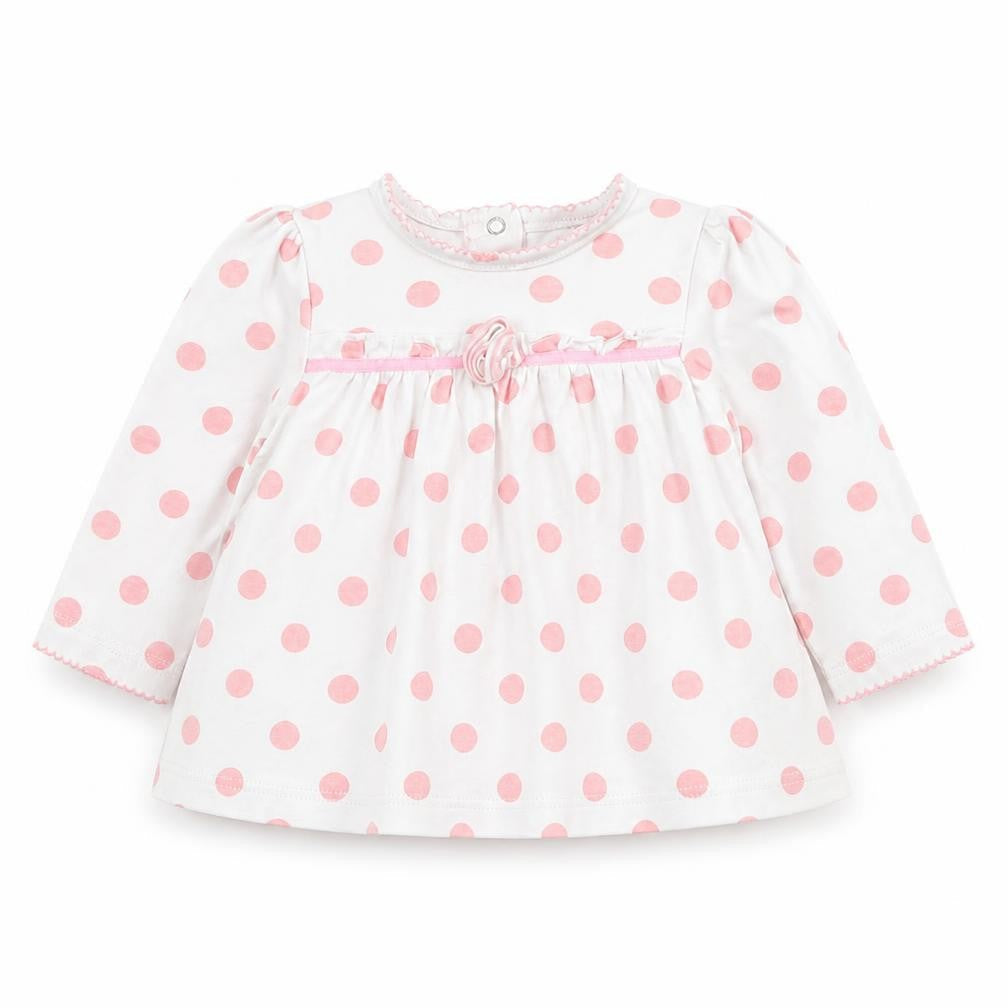 Little Me Girls White Polka Dot  Basic Blouse Size 9-12 Months