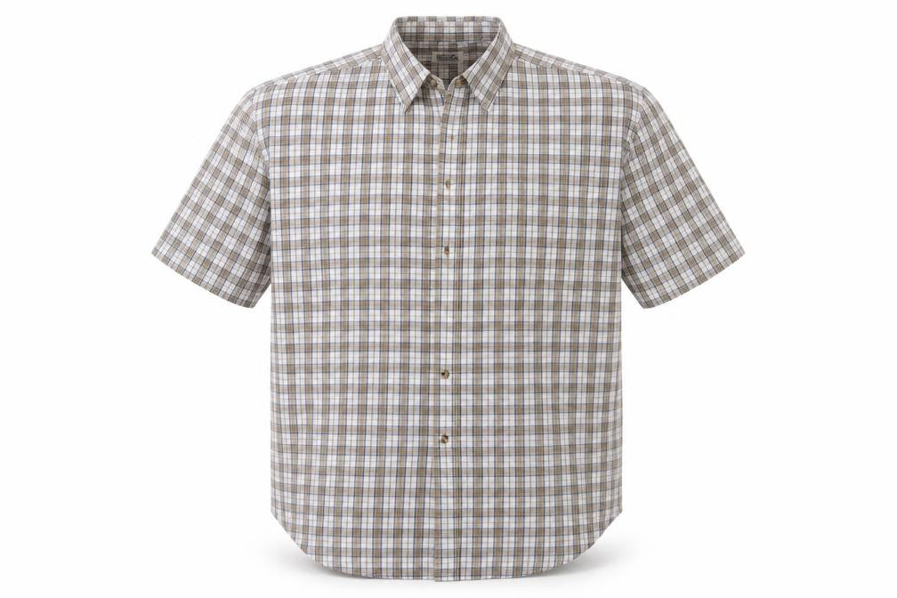 Basic Editions Mens Beige Check   Button-Up Size L