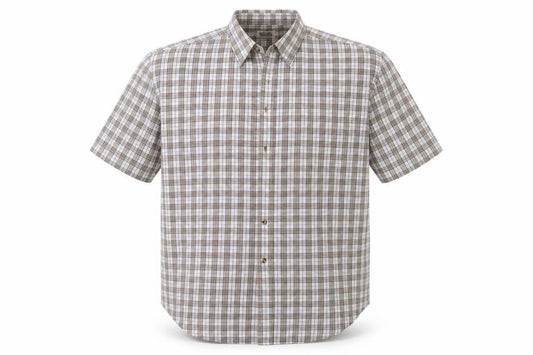 Basic Editions Mens Beige Check   Button-Up Size L