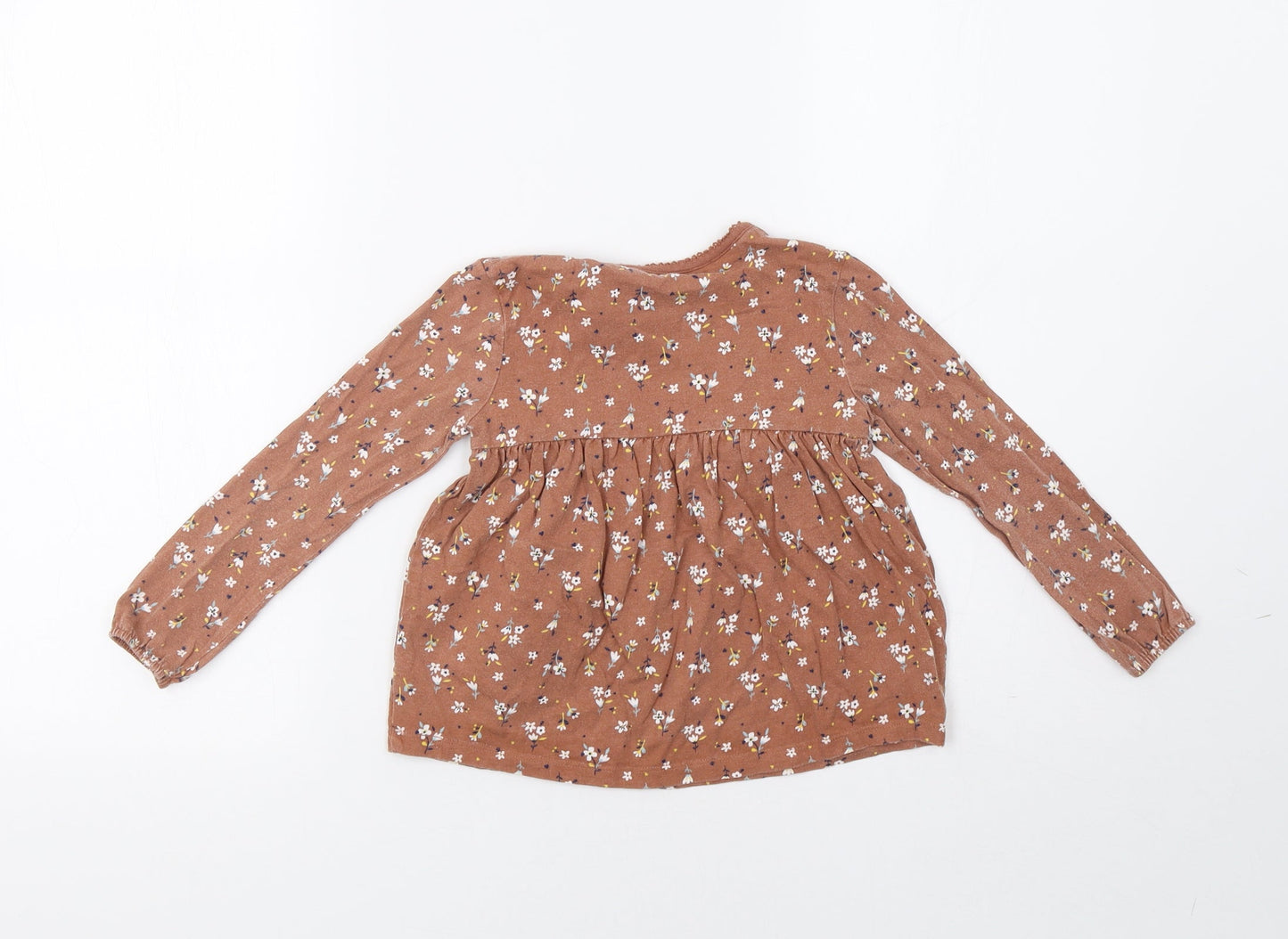 George Girls Brown Floral  Basic T-Shirt Size 3-4 Years