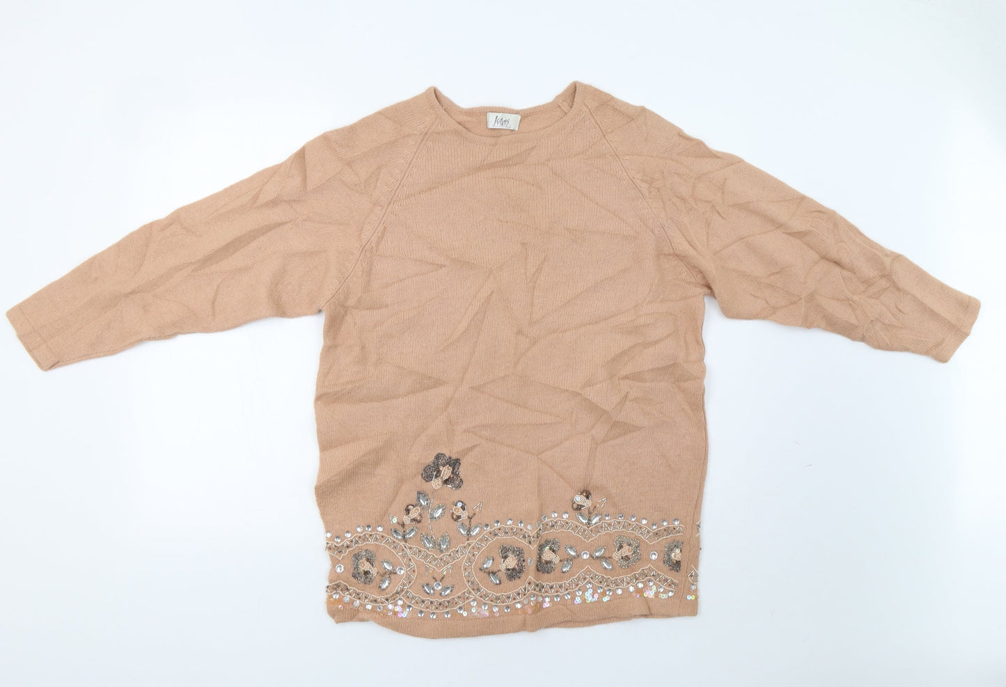 Kavri Womens Beige   Pullover Jumper Size L  - Embellished