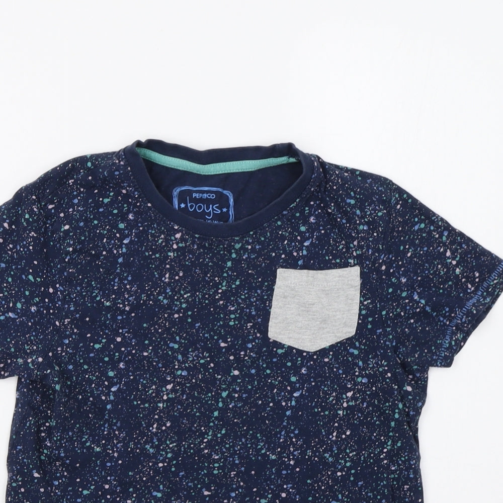 Pep&Co Boys Blue Geometric  Basic T-Shirt Size 10-11 Years