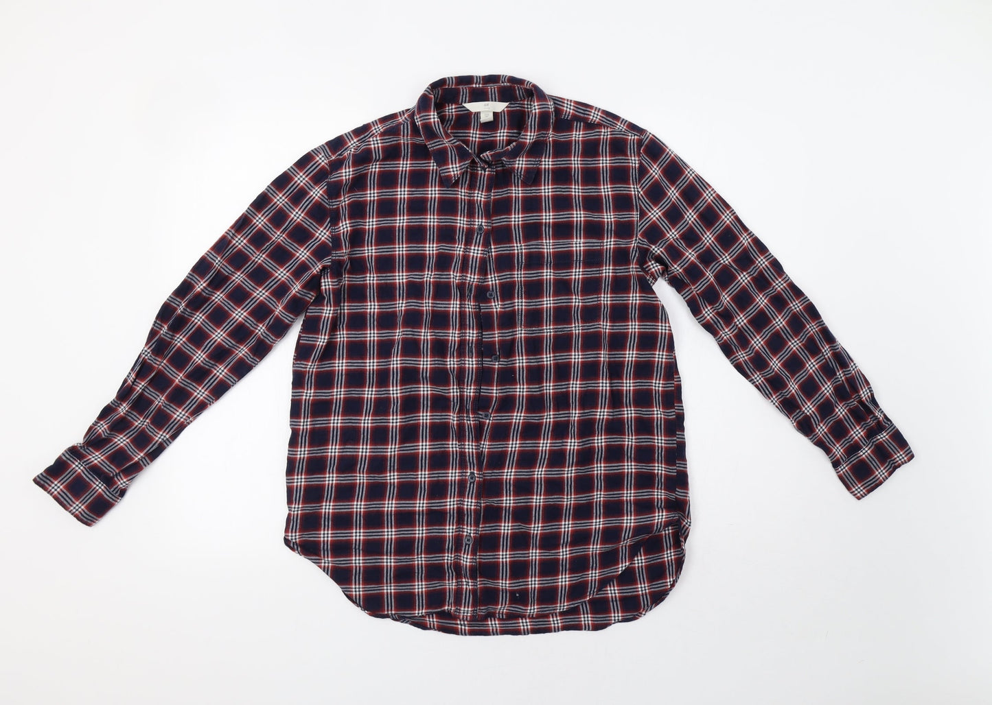 H&M Womens Red Check  Basic Button-Up Size 8