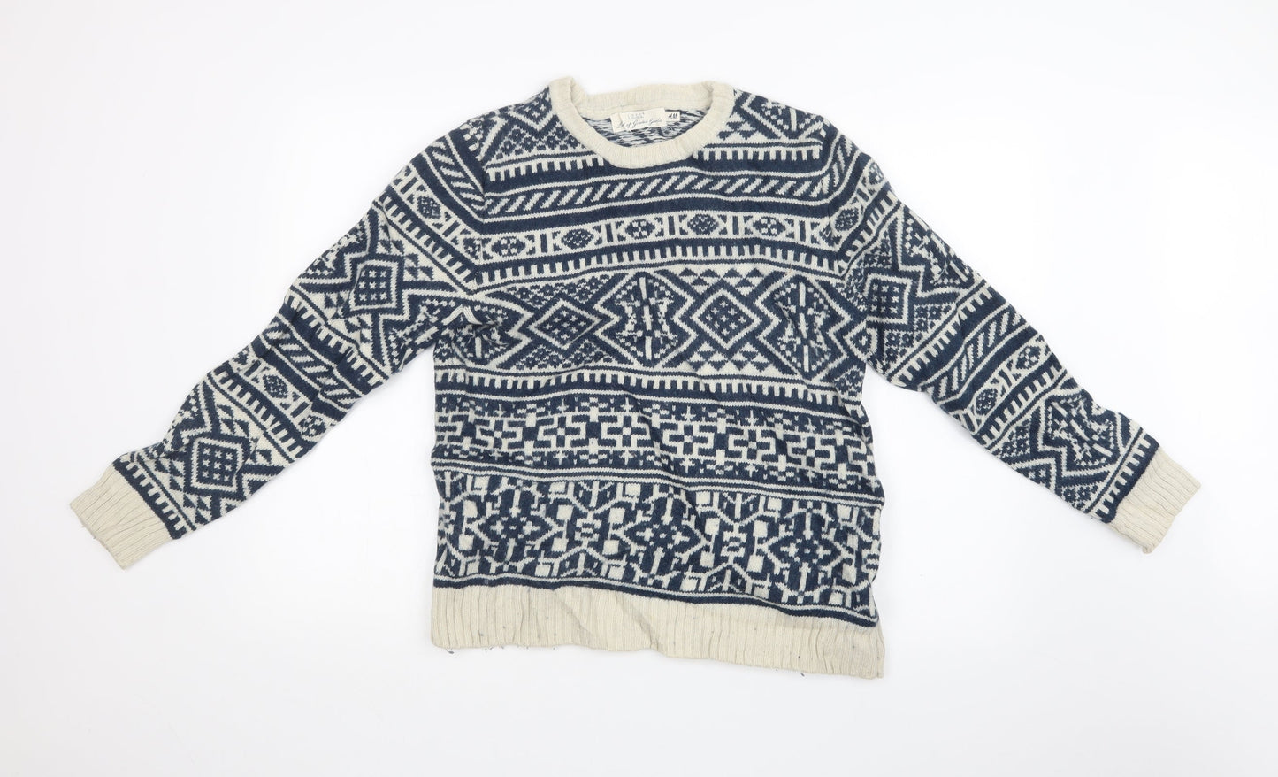 H&M Mens Multicoloured Fair Isle  Pullover Sweatshirt