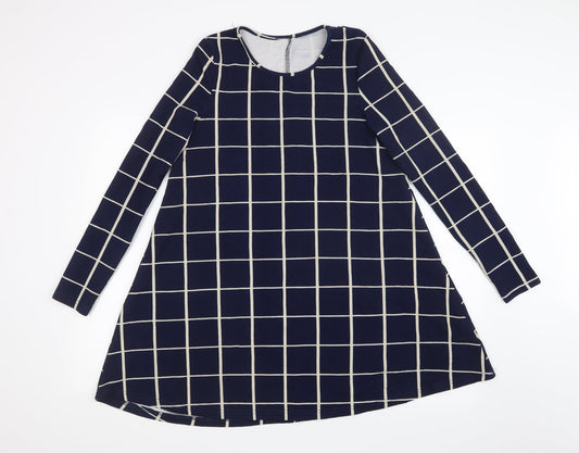 Preworn Womens Blue Geometric  A-Line