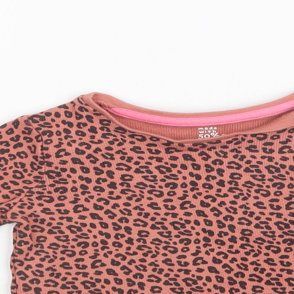F&F Girls Multicoloured Animal Print  Basic T-Shirt Size 6-9 Months