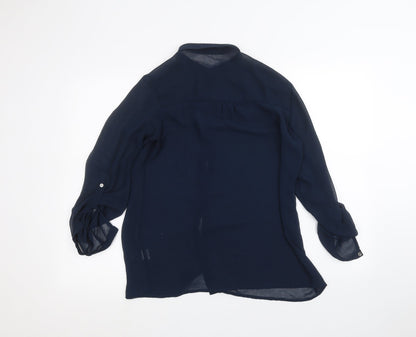 Back view of Atmosphere women’s blue basic button-up, size UK 8