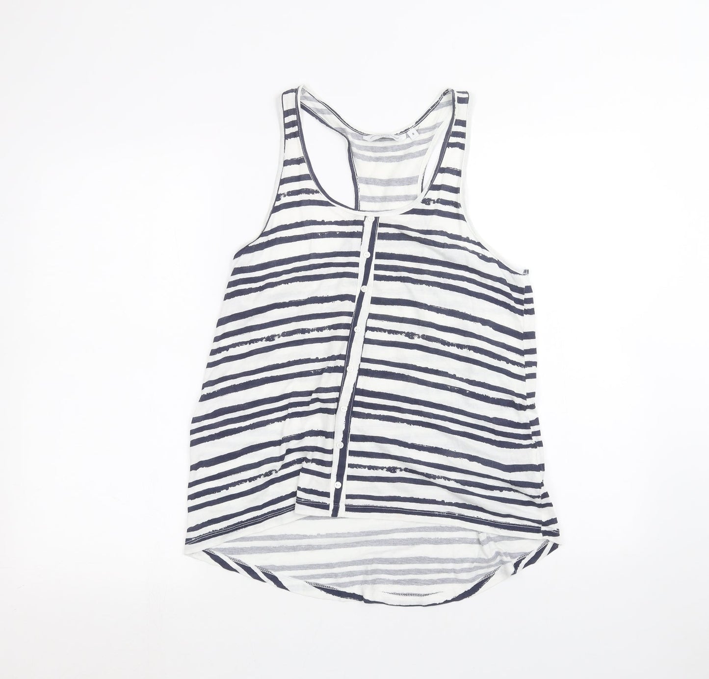 New Look Womens White Striped  Basic Tank Size 8