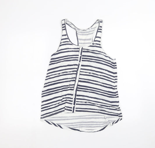 New Look Womens White Striped  Basic Tank Size 8