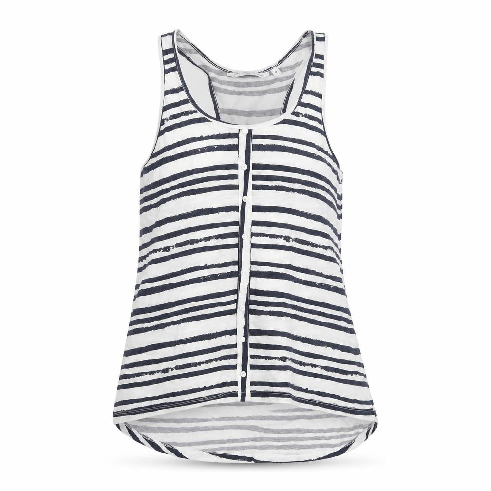 New Look Womens White Striped  Basic Tank Size 8