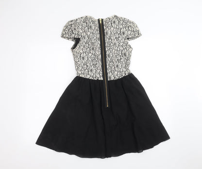 Back view of Missguided women’s black a-line, size UK 10